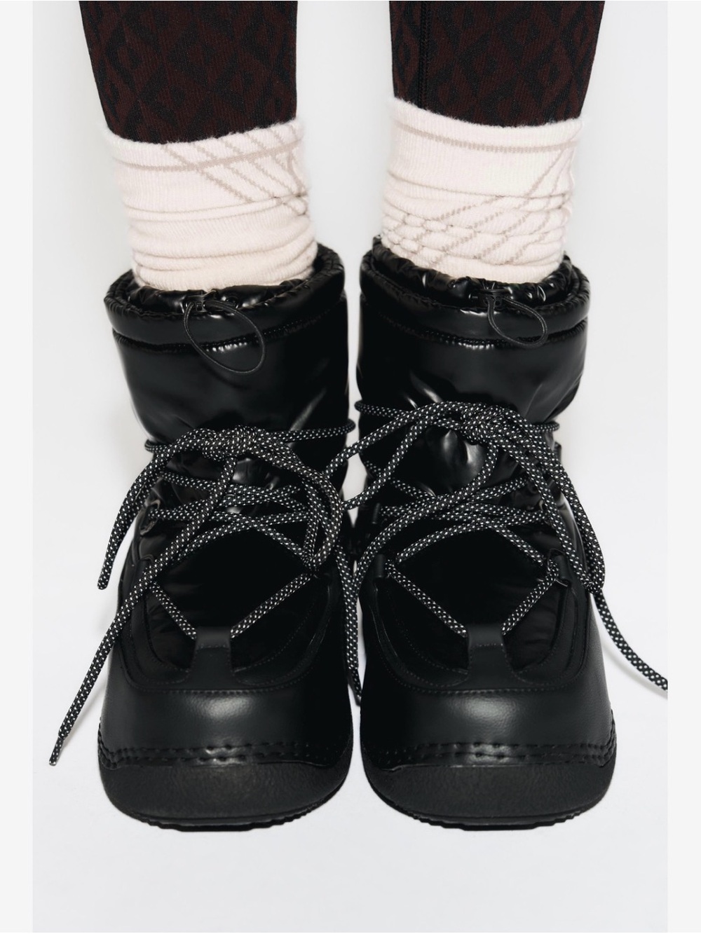 Nwt- Zara-Ski Collection- Laminated Quilted Ankle Boots- Sz 38